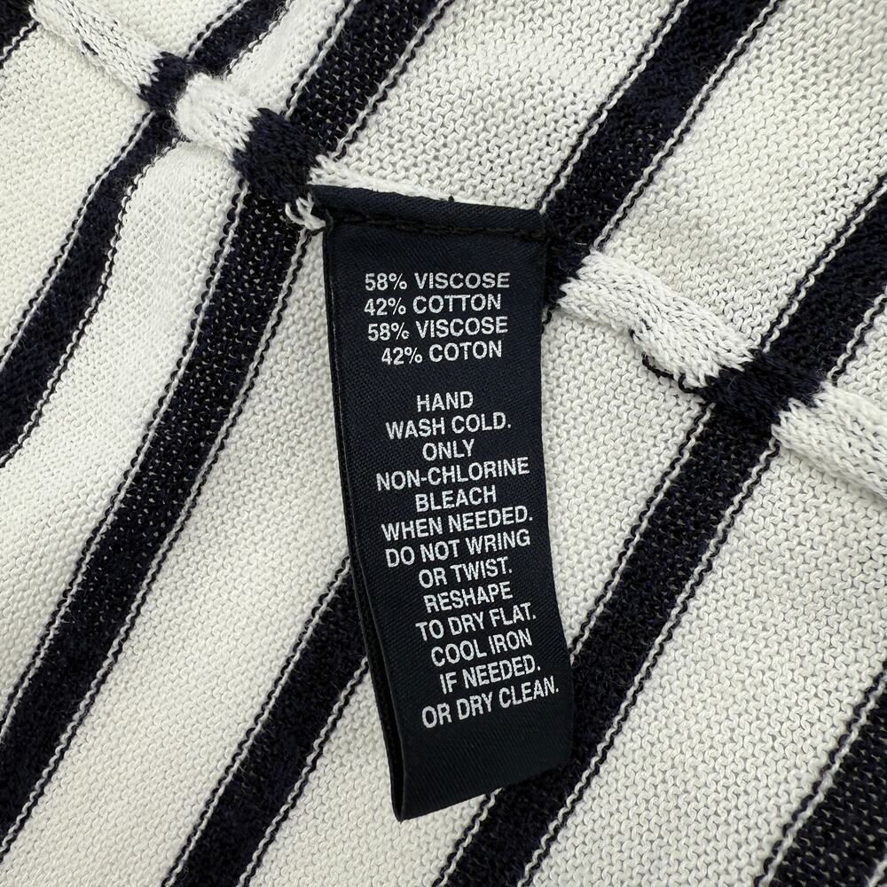 SAKS FIFTH AVE Womens Stripe Open Front Cardigan Size M Sweater Nautical Layer - Picture 6 of 8